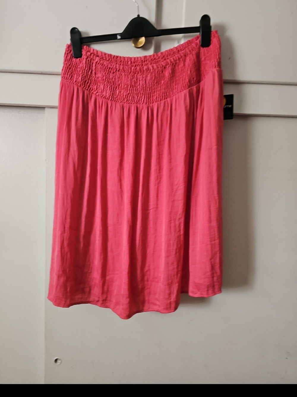 Liz Claiborne Coral Pink Smocked Waist Midi Skirt